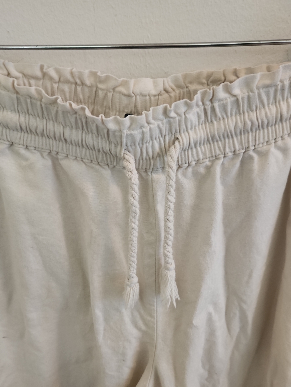 J. Crew Womens Drawstring Wide Leg Off-white Linen Pants Medium - Picture 3 of 7